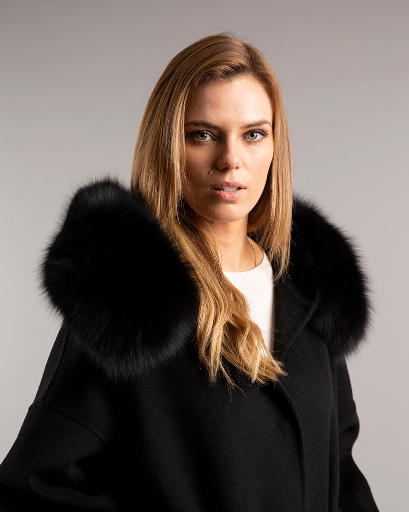 Megan Short Wrap Belt Coat Black