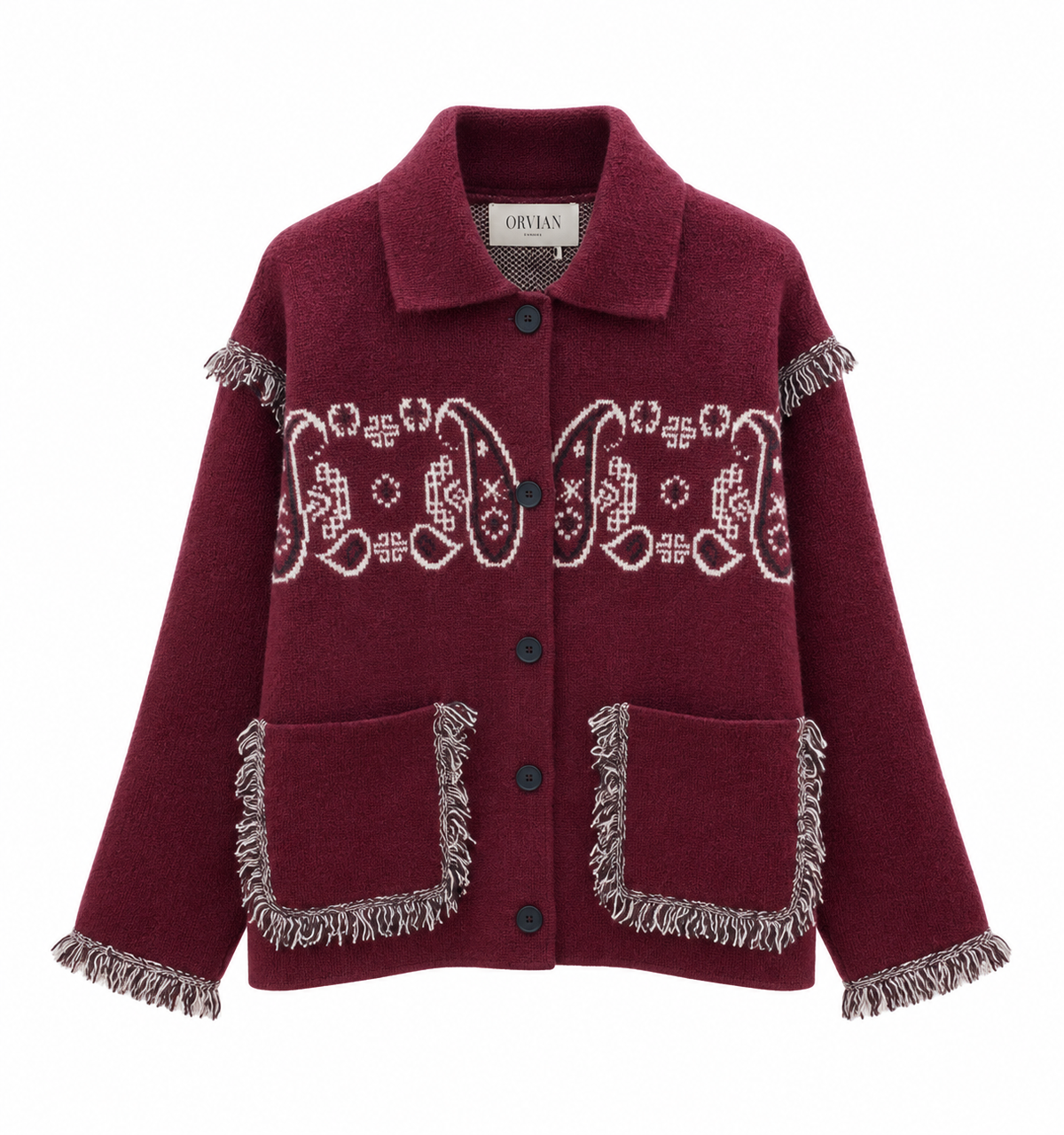 The Sienna Western Paisley Knit Wine