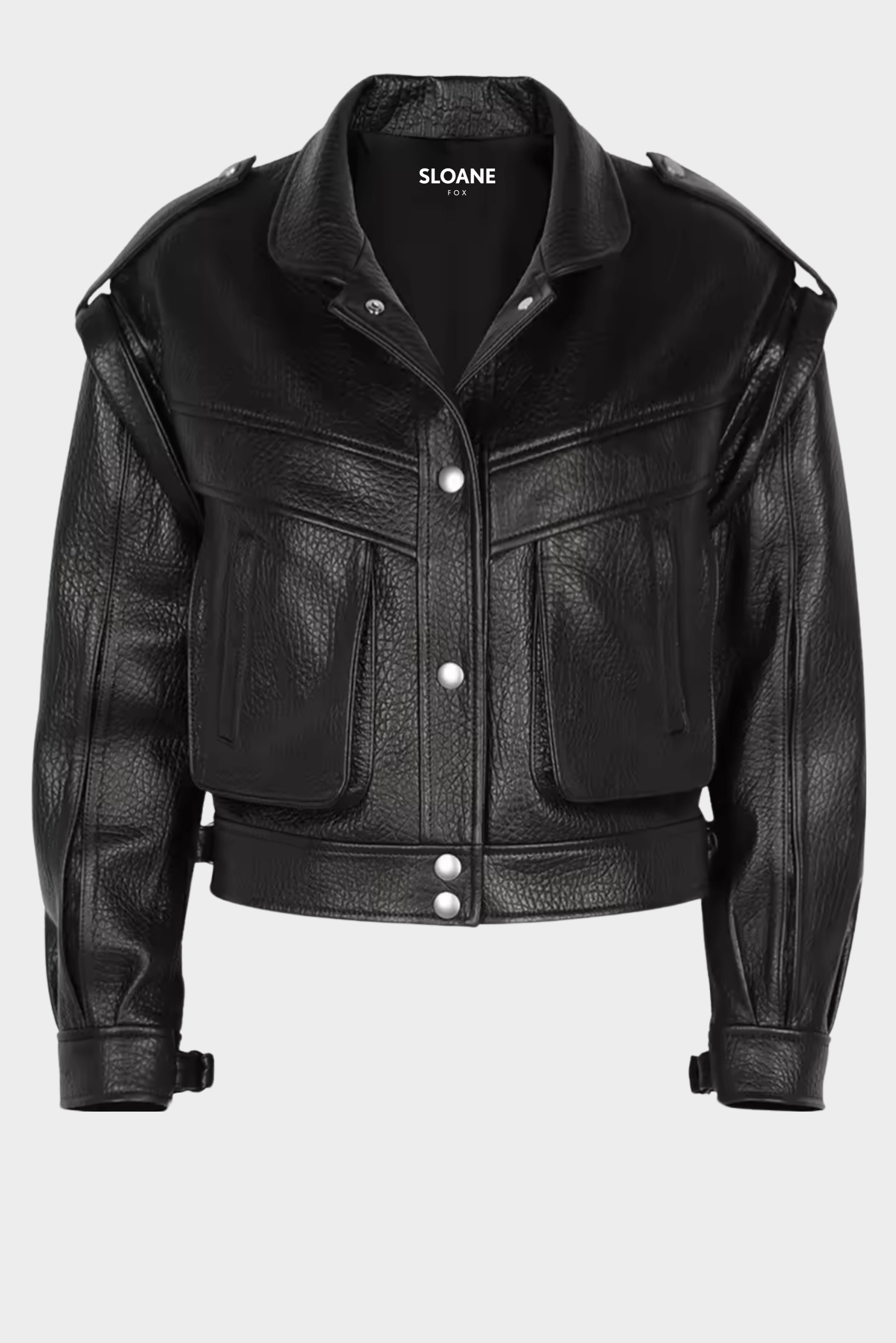 The London Oversized Textured-leather Jacket