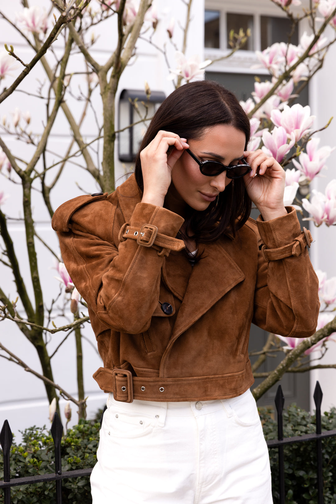 Kensington Cropped Suede Trench Tan