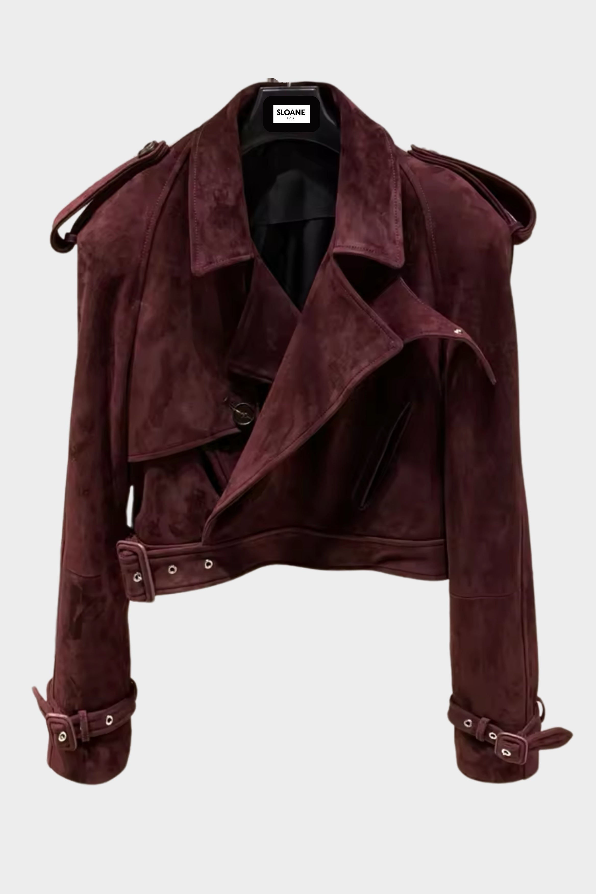 Kensington Cropped Suede Trench Wine