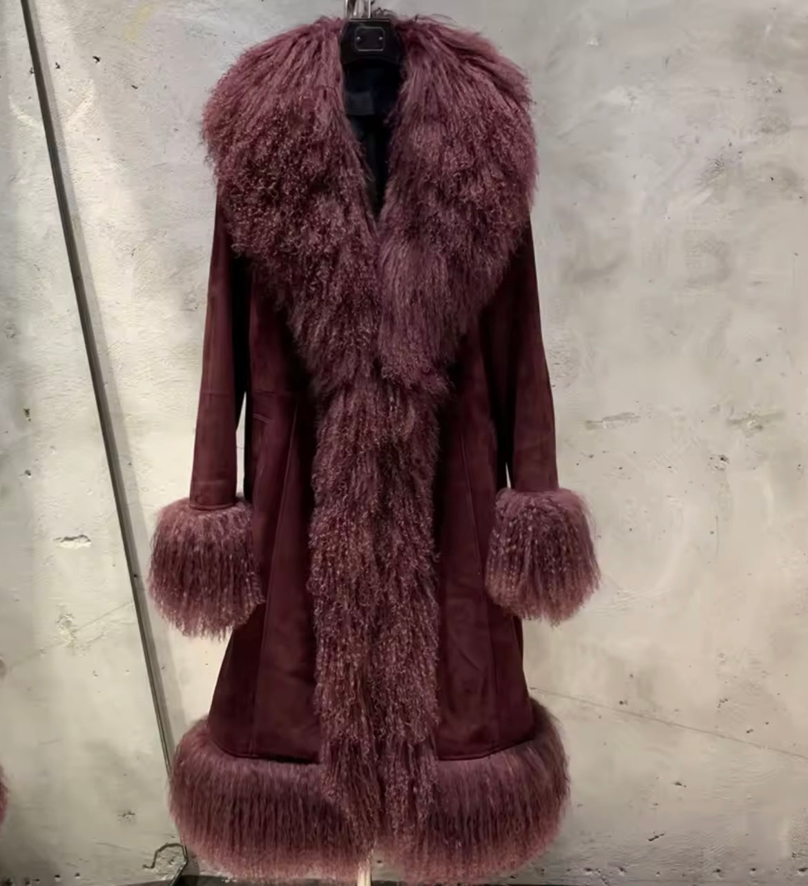 Sloane Suede Mongolian Long Coat