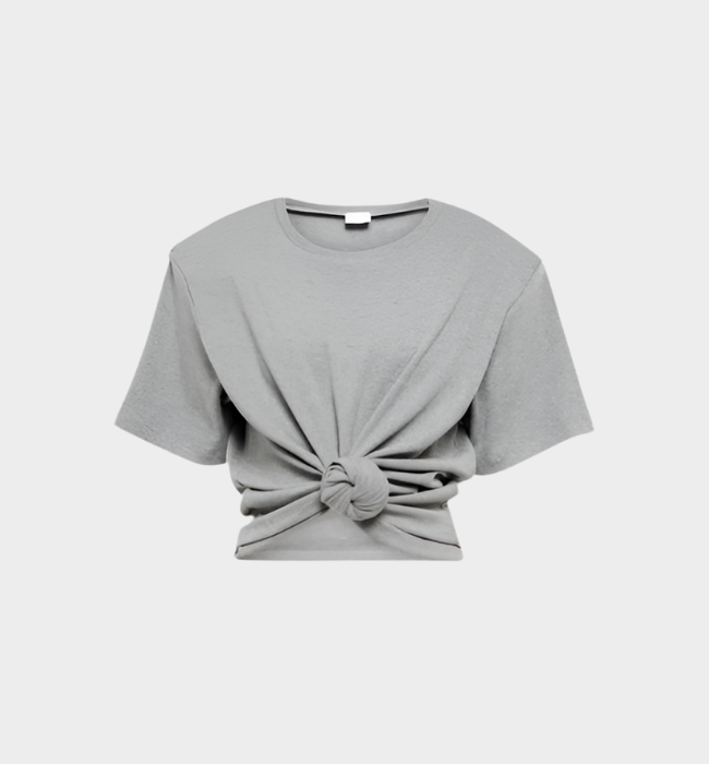 Grey Knotted Crop T-shirt