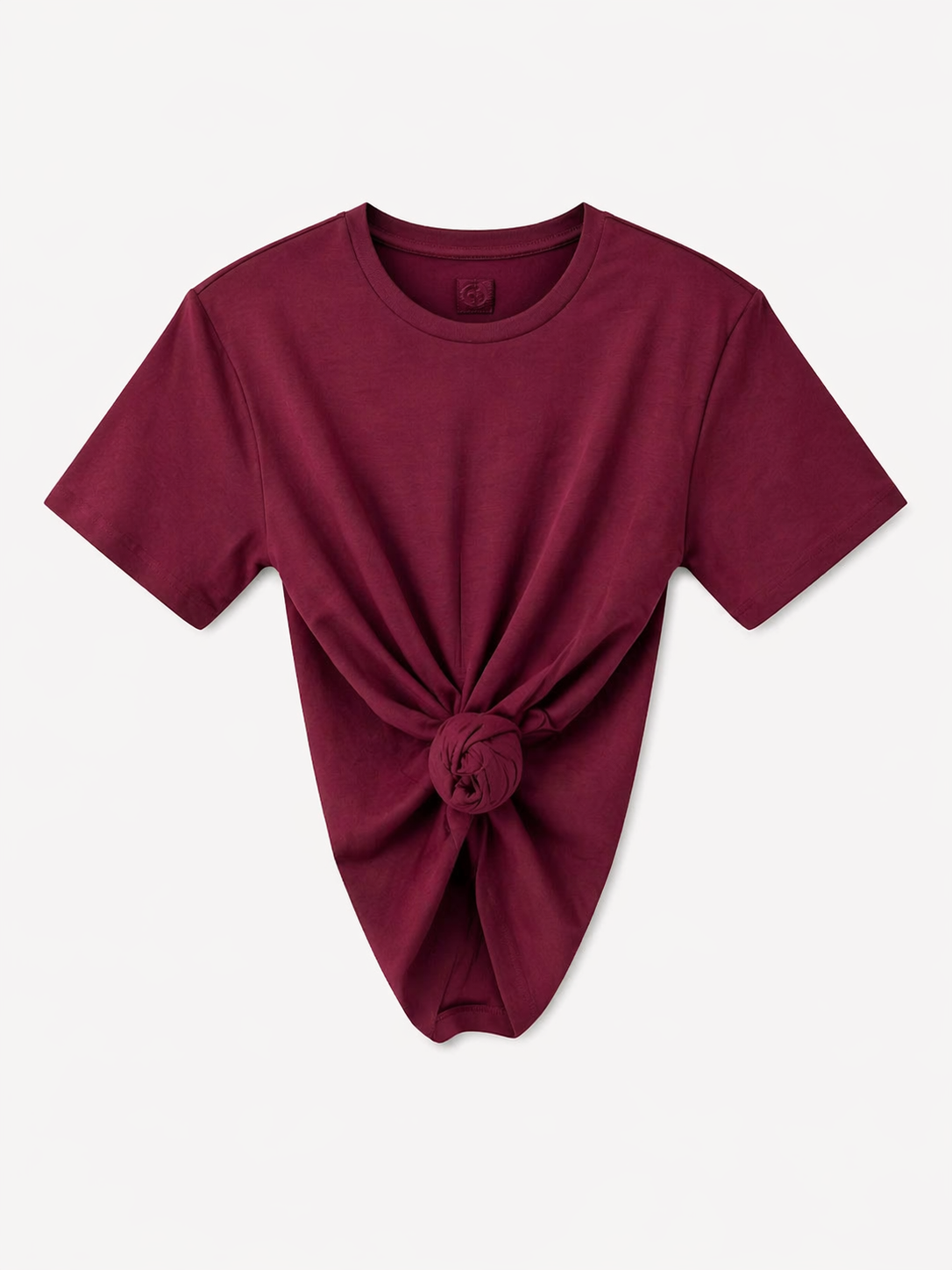 Wine Knotted Crop T-shirt