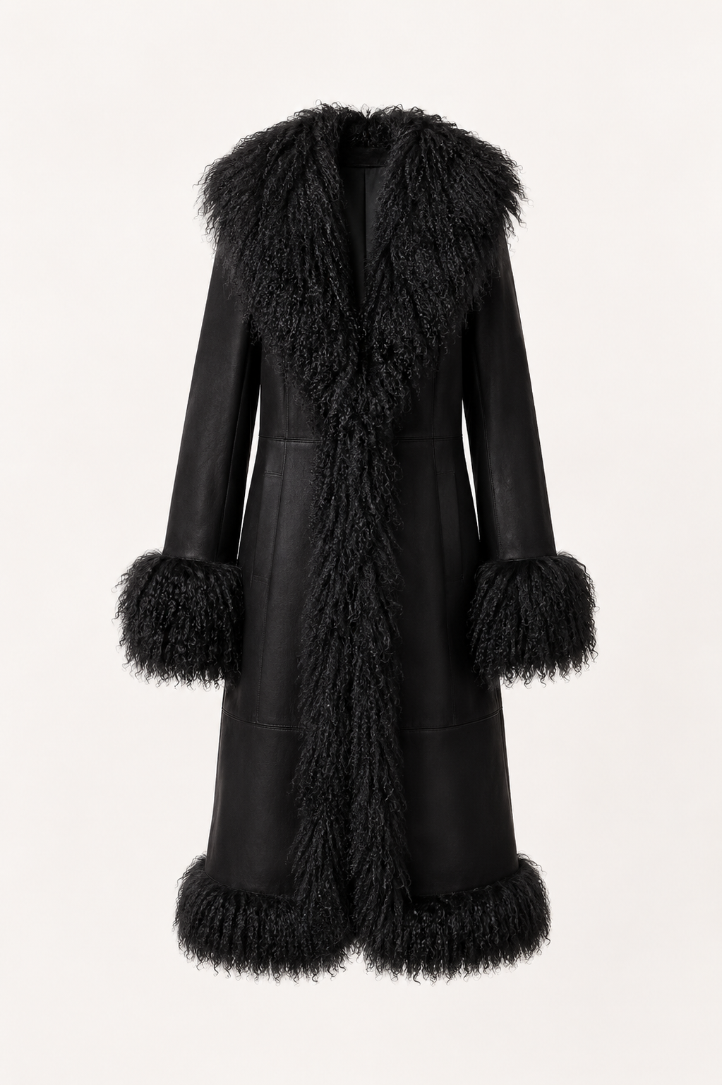 Sloane Leather Mongolian Long Coat