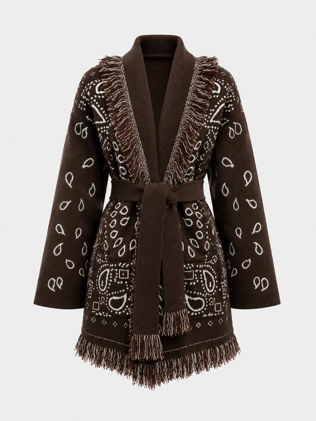 Bandana Knit Belted Cardigan