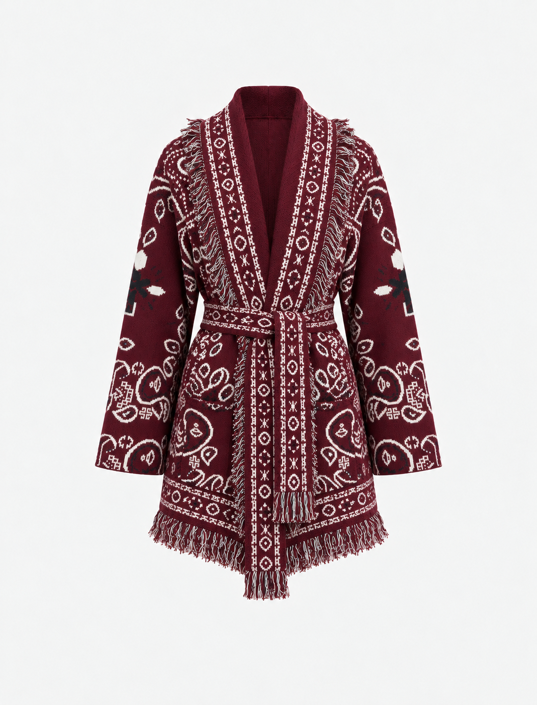 Bandana Knit Belted Cardigan