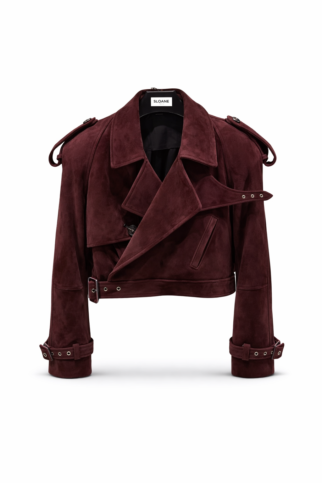 Kensington Cropped Suede Trench Wine