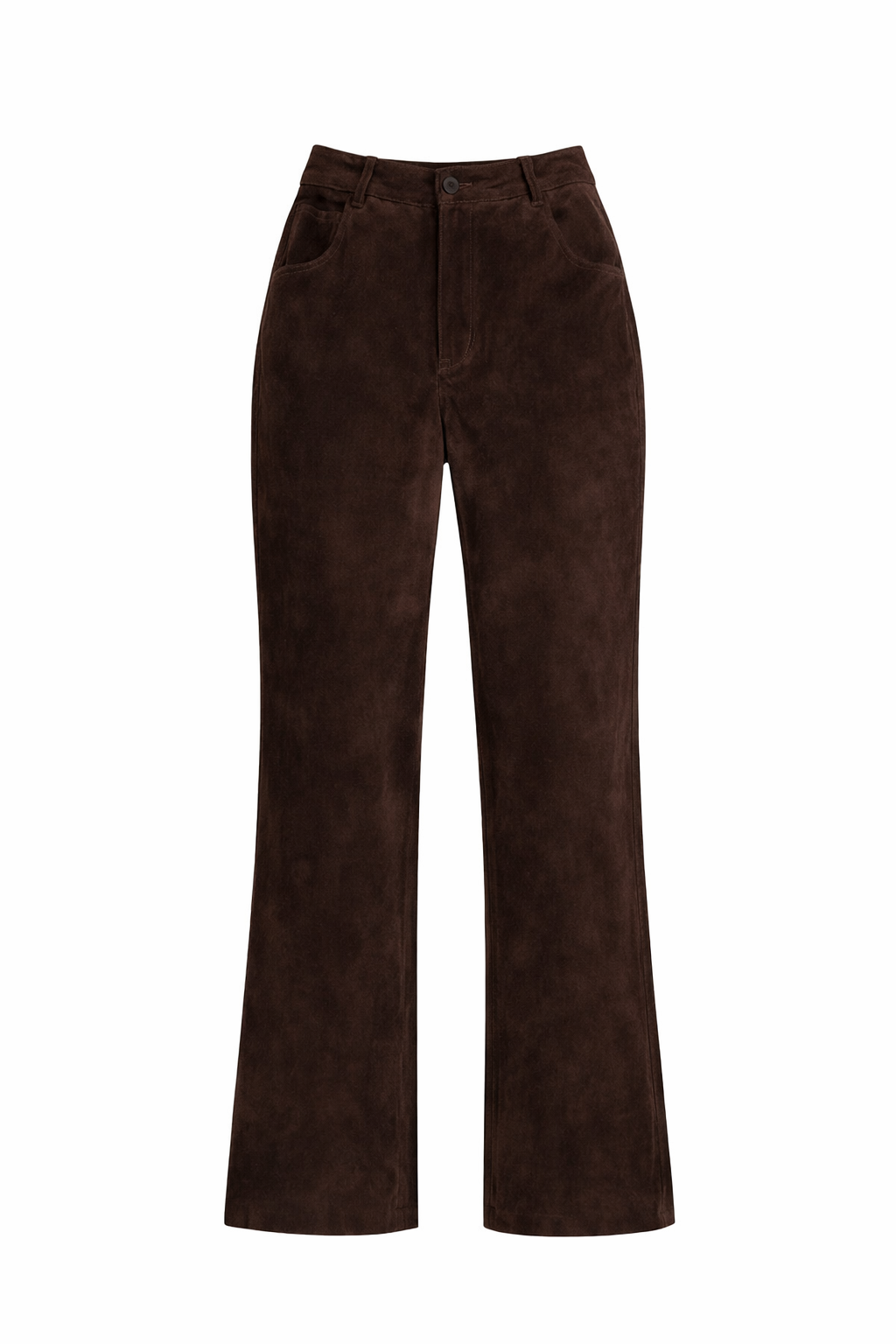 Dark Brown Suede Flared Trousers