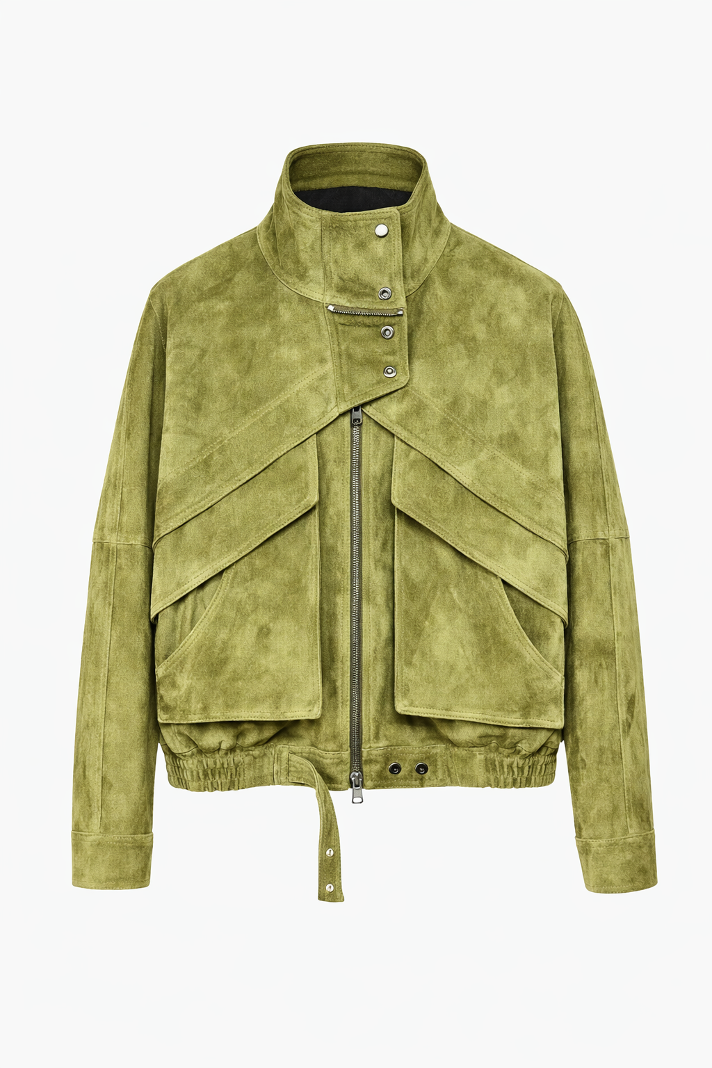 City Matcha Suede Bomber Jacket