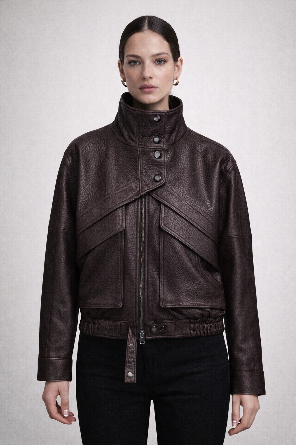 Lola Leather Bomber Jacket