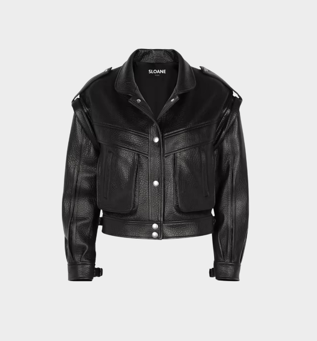 The London Oversized Textured-leather Jacket