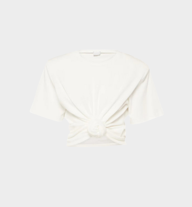 White Knotted Crop T-shirt