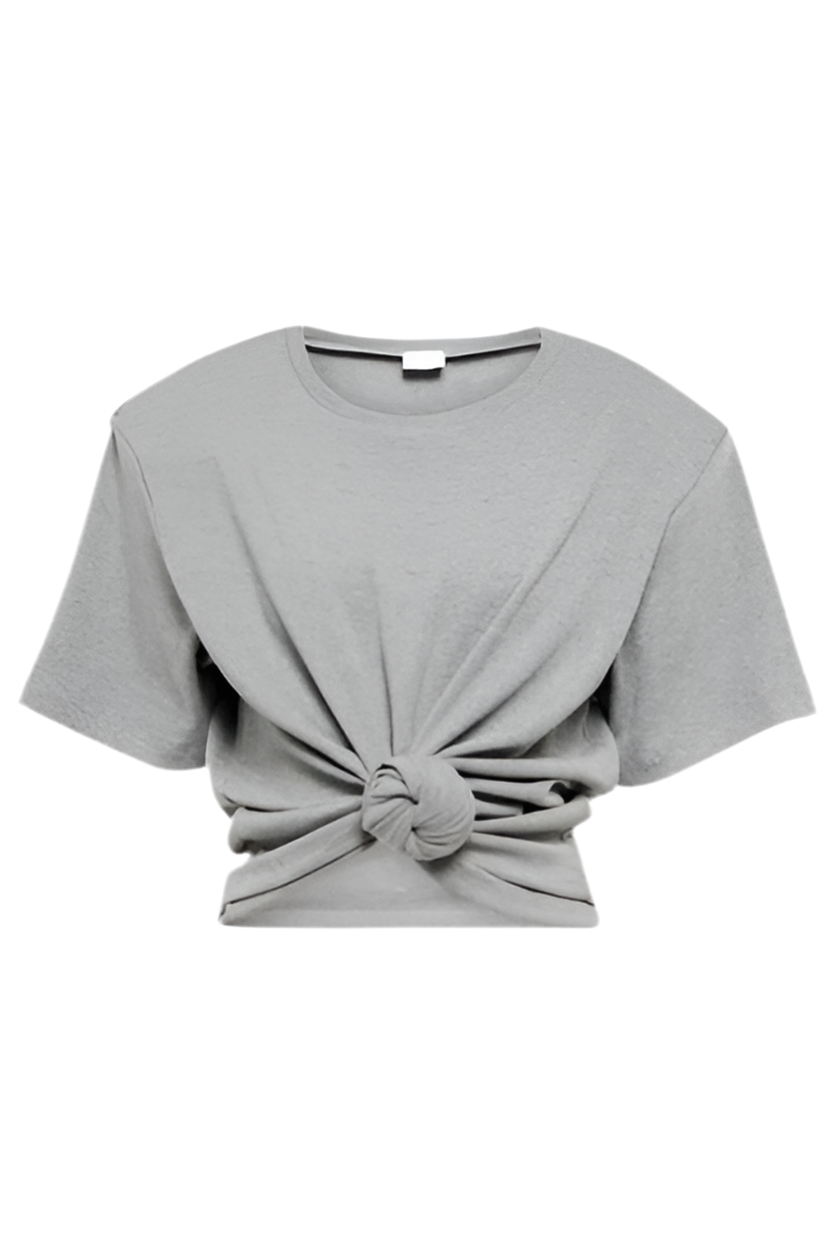 Grey Knotted Crop T-shirt