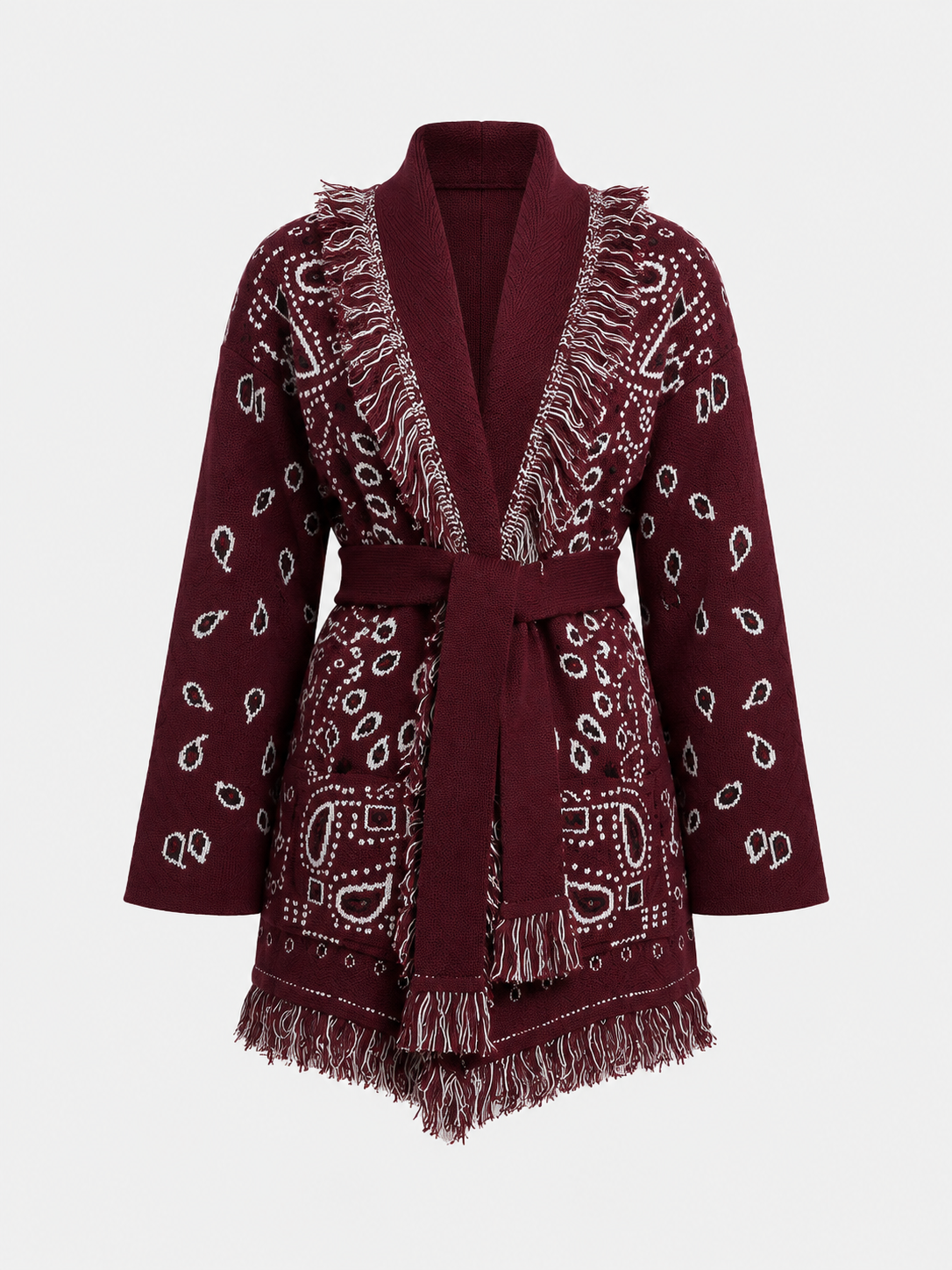Bandana Knit Belted Cardigan