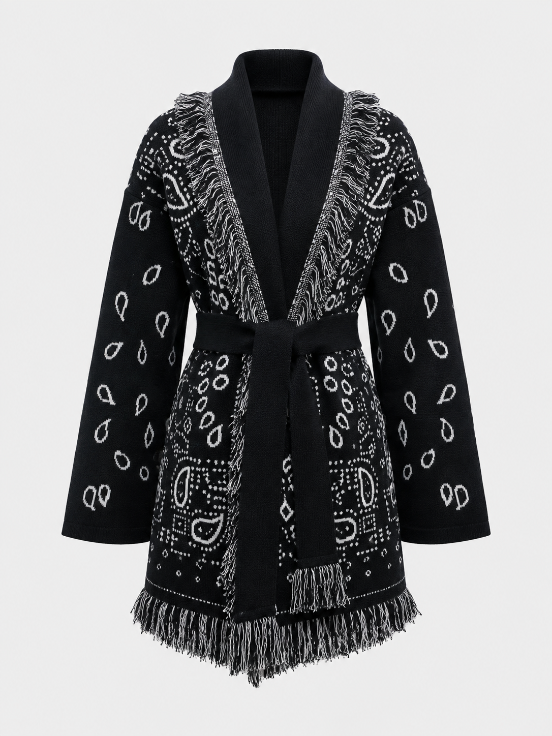Bandana Knit Belted Cardigan