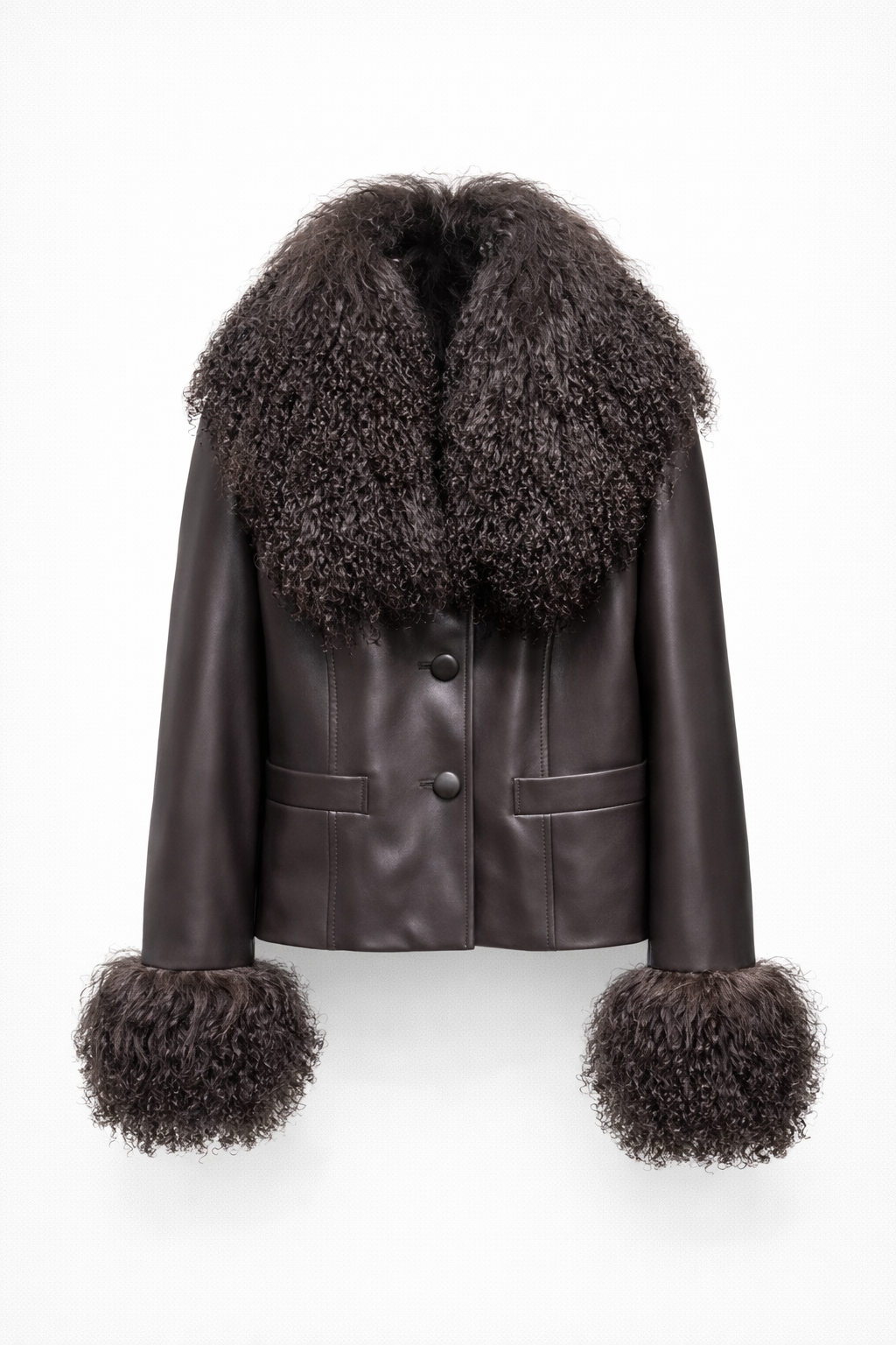 Knightsbridge Mongolian Fur Trim Leather