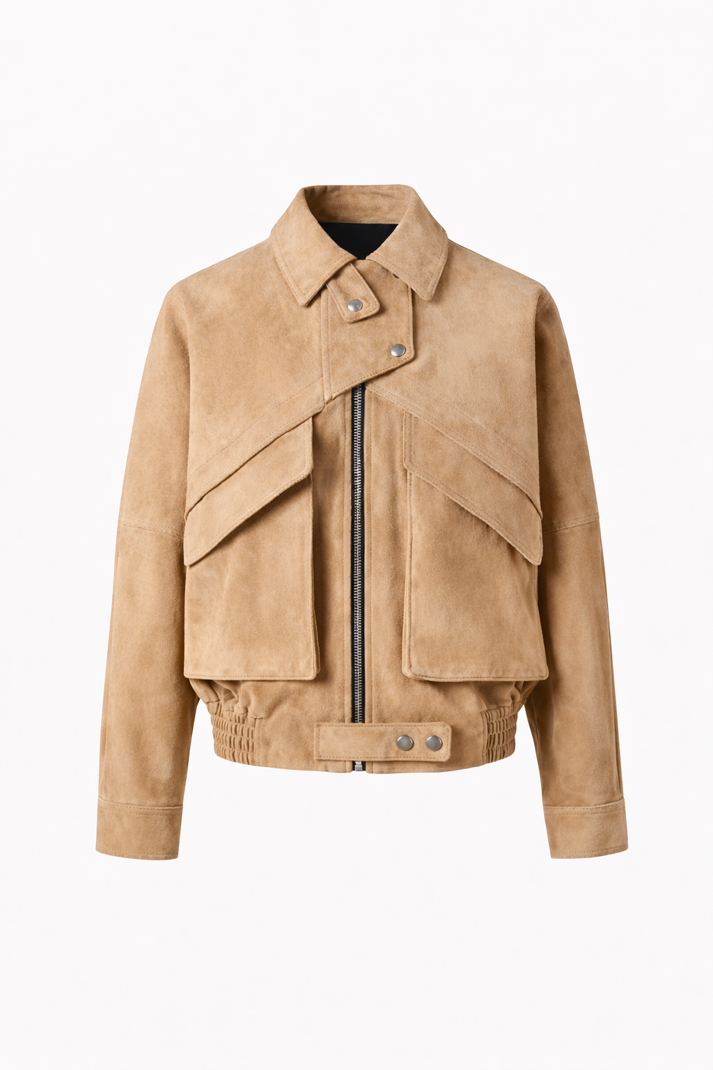 City Latte Suede Bomber Jacket