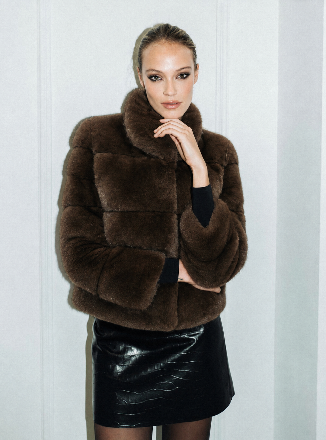 Rex Rabbit Fur Jacket Espresso Brown