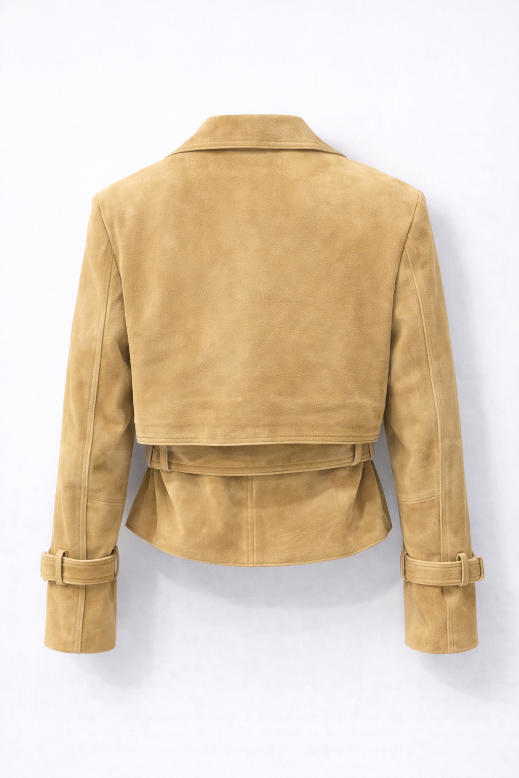 Suede Belted Cropped Jacket Latte